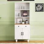 Mobile alto da cucina in stile rustico, bianco/noce – Montaggio per 2 persone