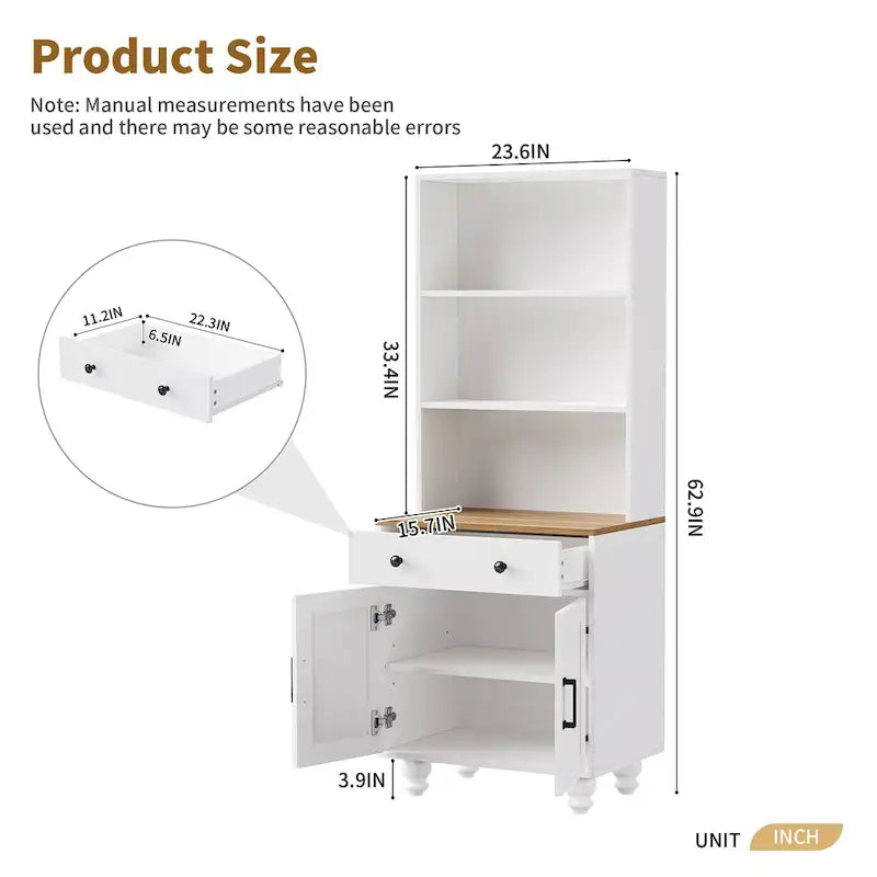Mobile alto da cucina in stile rustico, bianco/noce – Montaggio per 2 persone