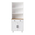 Mobile alto da cucina in stile rustico, bianco/noce – Montaggio per 2 persone