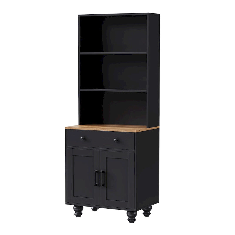 Mobile alto da cucina in stile rustico, bianco/noce – Montaggio per 2 persone
