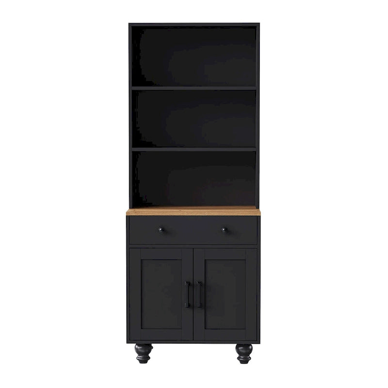 Mobile alto da cucina in stile rustico, bianco/noce – Montaggio per 2 persone