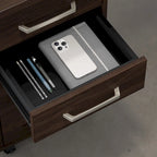 Cassettiera archivio mobile a 3 cassetti, Noce scuro / Olmo naturale, Utente singolo