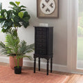 5-Drawer Wooden Jewelry Armoire with Flip Top - 37  - Black