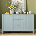 Credenza a Buffet da 47.2" con Ante, Design a Rilievo Ondulato, 3 Cassetti e Ripiani Regolabili, Ciano/Nero/Bianco, Montaggio da 1 Persona