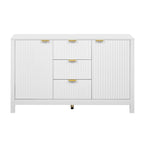 Credenza a Buffet da 47.2" con Ante, Design a Rilievo Ondulato, 3 Cassetti e Ripiani Regolabili, Ciano/Nero/Bianco, Montaggio da 1 Persona
