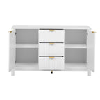 Credenza a Buffet da 47.2" con Ante, Design a Rilievo Ondulato, 3 Cassetti e Ripiani Regolabili, Ciano/Nero/Bianco, Montaggio da 1 Persona