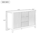 Credenza a Buffet da 47.2" con Ante, Design a Rilievo Ondulato, 3 Cassetti e Ripiani Regolabili, Ciano/Nero/Bianco, Montaggio da 1 Persona
