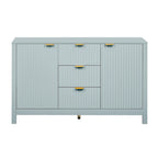 Credenza a Buffet da 47.2" con Ante, Design a Rilievo Ondulato, 3 Cassetti e Ripiani Regolabili, Ciano/Nero/Bianco, Montaggio da 1 Persona