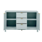 Credenza a Buffet da 47.2" con Ante, Design a Rilievo Ondulato, 3 Cassetti e Ripiani Regolabili, Ciano/Nero/Bianco, Montaggio da 1 Persona
