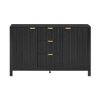 Credenza a Buffet da 47.2" con Ante, Design a Rilievo Ondulato, 3 Cassetti e Ripiani Regolabili, Ciano/Nero/Bianco, Montaggio da 1 Persona
