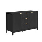 Credenza a Buffet da 47.2" con Ante, Design a Rilievo Ondulato, 3 Cassetti e Ripiani Regolabili, Ciano/Nero/Bianco, Montaggio da 1 Persona