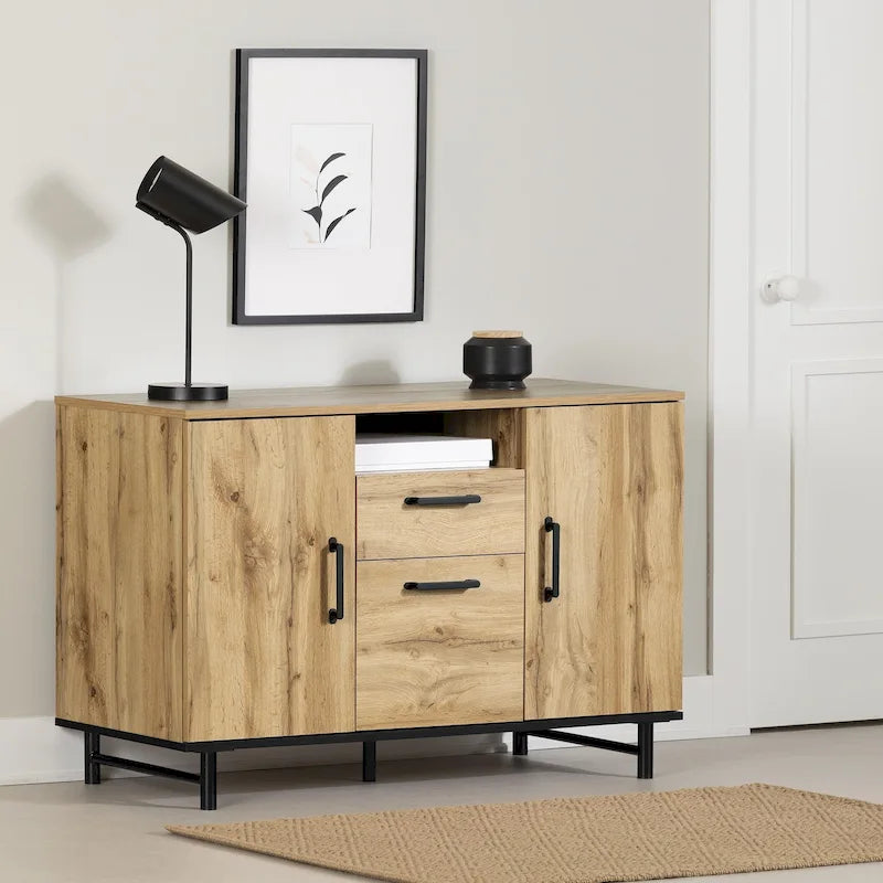 Credenza effetto legno di quercia, stile contemporaneo, Home Office per 1 persona