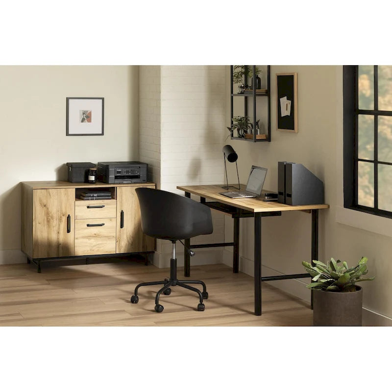 Credenza effetto legno di quercia, stile contemporaneo, Home Office per 1 persona