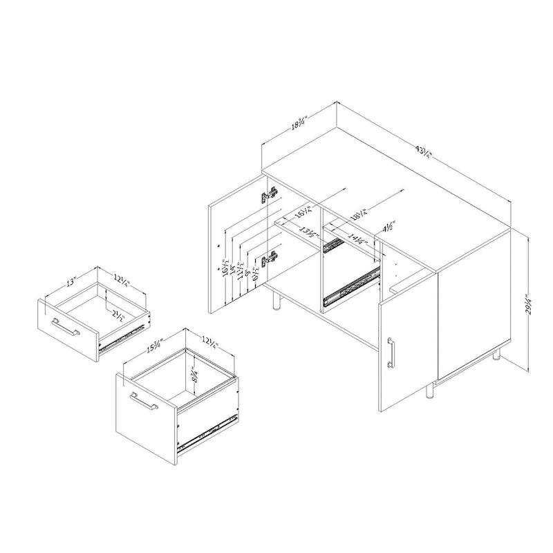 Credenza effetto legno di quercia, stile contemporaneo, Home Office per 1 persona