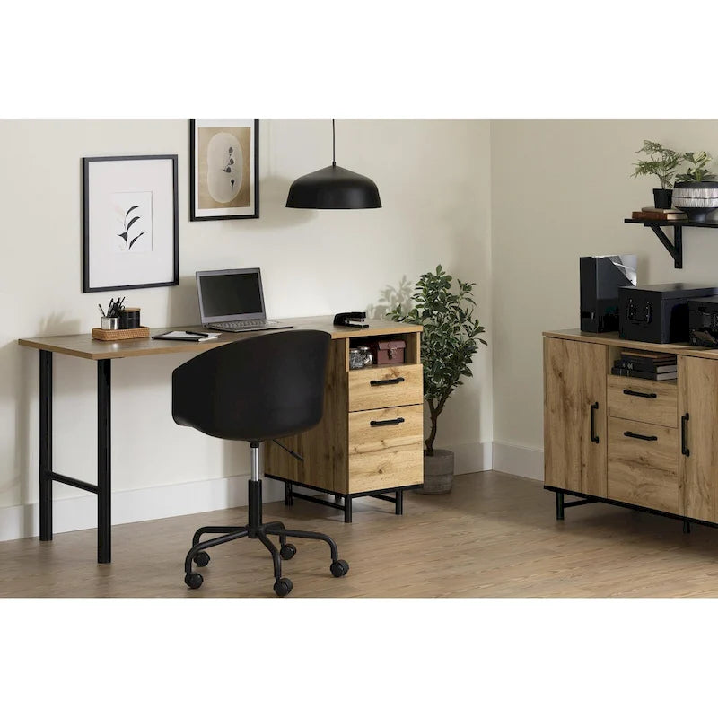 Credenza effetto legno di quercia, stile contemporaneo, Home Office per 1 persona