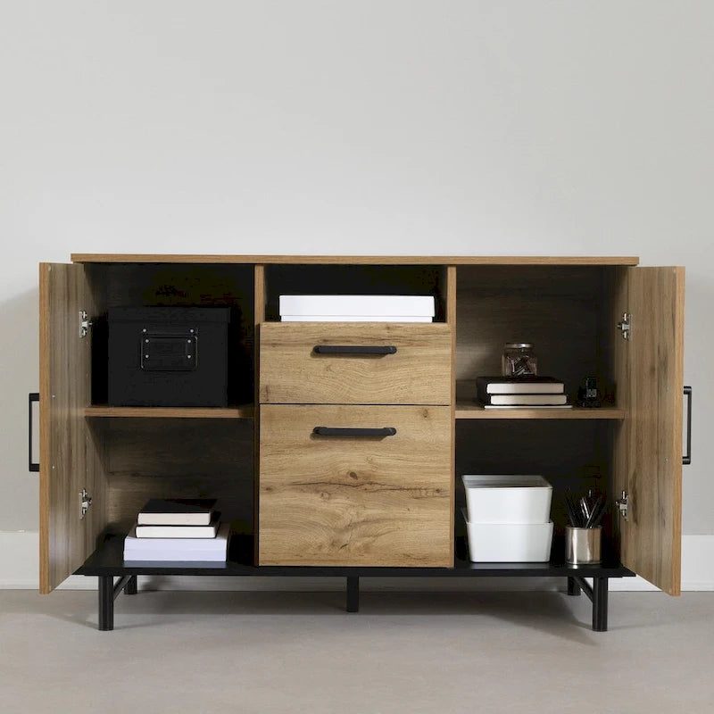 Credenza effetto legno di quercia, stile contemporaneo, Home Office per 1 persona