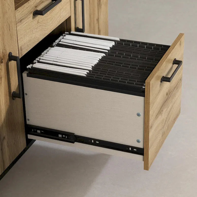 Credenza effetto legno di quercia, stile contemporaneo, Home Office per 1 persona