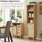 Armadio in lino in rovere naturale e rattan, stile mid-century, singolo