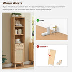 Armadio in lino in rovere naturale e rattan, stile mid-century, singolo