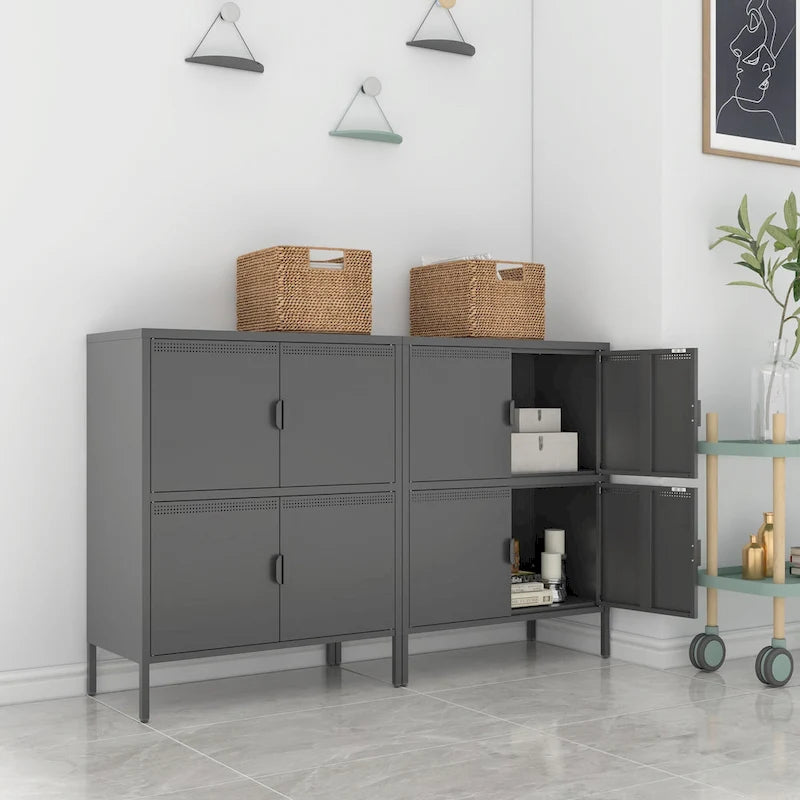 Armadietto in metallo a 4 ante, nero/rosa, uso singolo, 101,6 cm H