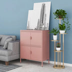 Armadietto in metallo a 4 ante, nero/rosa, uso singolo, 101,6 cm H