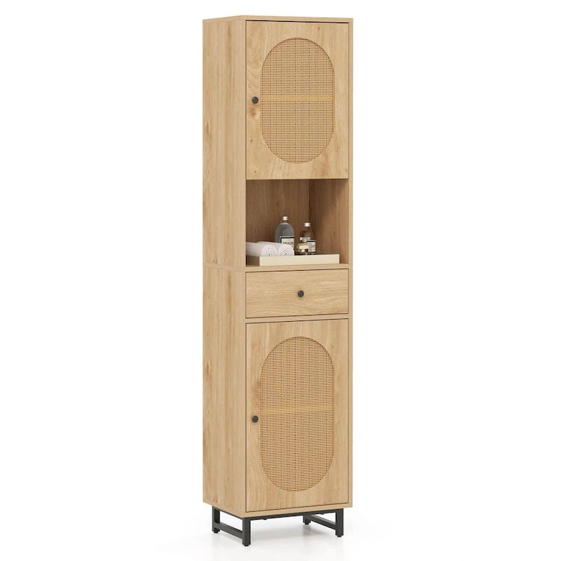 Costway 67  Tall Bathroom Cabinet with 2 Doors Open Compartment & - See Details