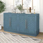 Credenza/Buffet a 3 ante blu/nero/bianco antico con ripiani regolabili e maniglie argentate