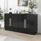 Credenza/Buffet a 3 ante blu/nero/bianco antico con ripiani regolabili e maniglie argentate
