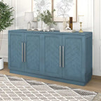 Credenza/Buffet a 3 ante blu/nero/bianco antico con ripiani regolabili e maniglie argentate