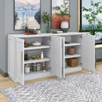 Credenza/Buffet a 3 ante blu/nero/bianco antico con ripiani regolabili e maniglie argentate