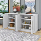 Credenza/Buffet a 3 ante blu/nero/bianco antico con ripiani regolabili e maniglie argentate