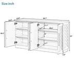 Credenza/Buffet a 3 ante blu/nero/bianco antico con ripiani regolabili e maniglie argentate