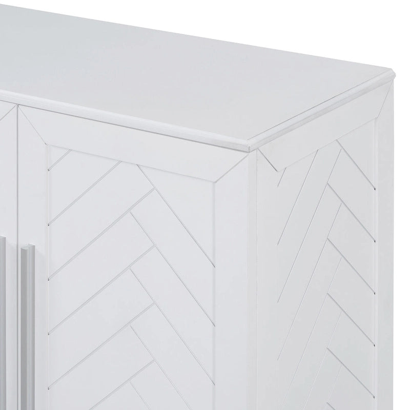 Credenza/Buffet a 3 ante blu/nero/bianco antico con ripiani regolabili e maniglie argentate