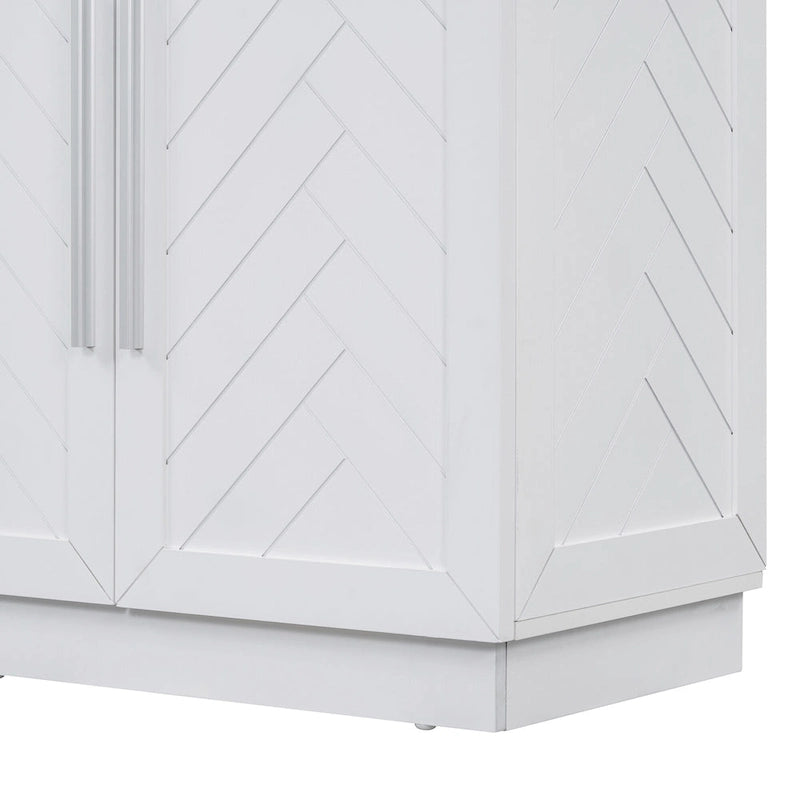 Credenza/Buffet a 3 ante blu/nero/bianco antico con ripiani regolabili e maniglie argentate