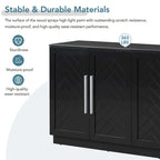 Credenza/Buffet a 3 ante blu/nero/bianco antico con ripiani regolabili e maniglie argentate