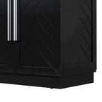 Credenza/Buffet a 3 ante blu/nero/bianco antico con ripiani regolabili e maniglie argentate