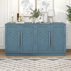 Credenza/Buffet a 3 ante blu/nero/bianco antico con ripiani regolabili e maniglie argentate