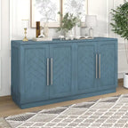 Credenza/Buffet a 3 ante blu/nero/bianco antico con ripiani regolabili e maniglie argentate