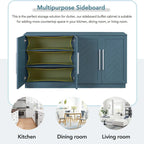 Credenza/Buffet a 3 ante blu/nero/bianco antico con ripiani regolabili e maniglie argentate