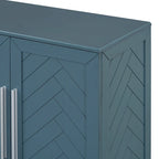 Credenza/Buffet a 3 ante blu/nero/bianco antico con ripiani regolabili e maniglie argentate