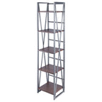 Scaffale aperto a 5 ripiani, grigio, montaggio individuale, grafite e noce