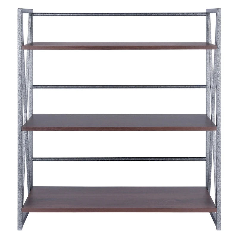 3 Tier Wide Storage Shelf - 35.5  - Graphite and Walnut