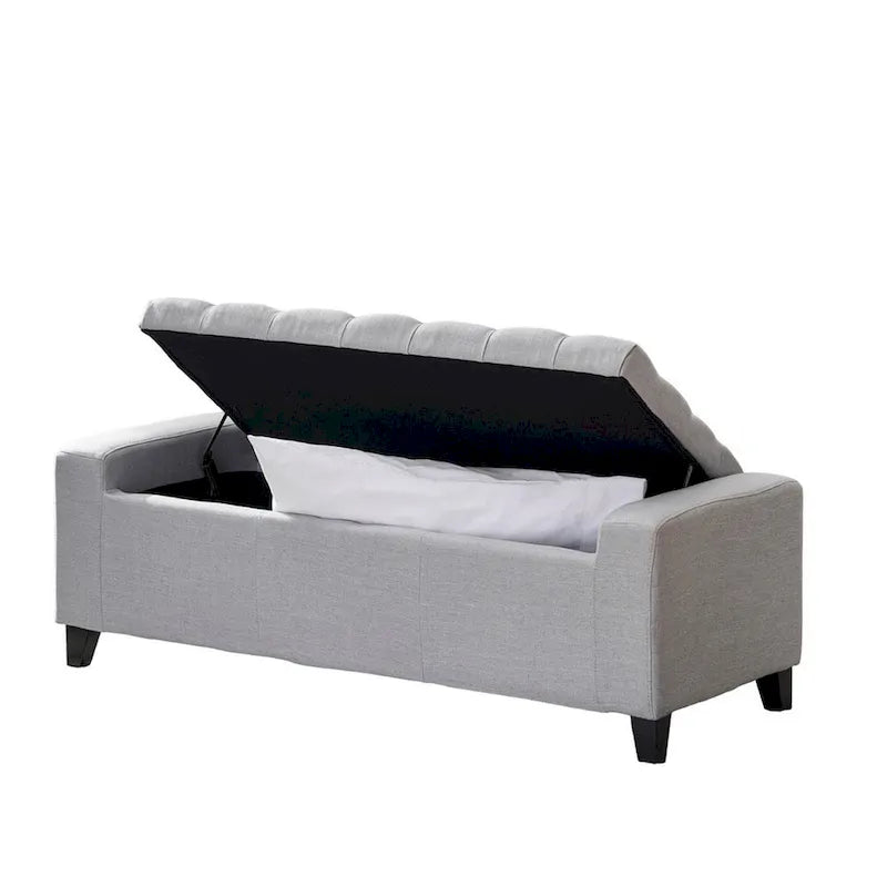 Panca/Pouff Contenitore Trapuntata Grigio Chiaro, 1-2 Posti