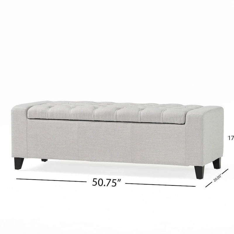 Panca/Pouff Contenitore Trapuntata Grigio Chiaro, 1-2 Posti