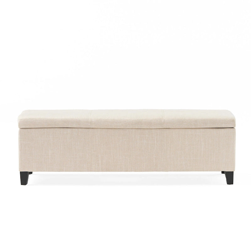 Panca portaoggetti in tessuto beige e nero, 1-2 persone, 130 cm