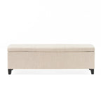 Panca portaoggetti in tessuto beige e nero, 1-2 persone, 130 cm