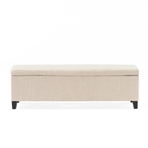 Panca portaoggetti in tessuto beige e nero, 1-2 persone, 130 cm