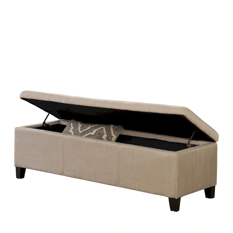 Panca portaoggetti in tessuto beige e nero, 1-2 persone, 130 cm