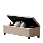 Panca portaoggetti in tessuto beige e nero, 1-2 persone, 130 cm