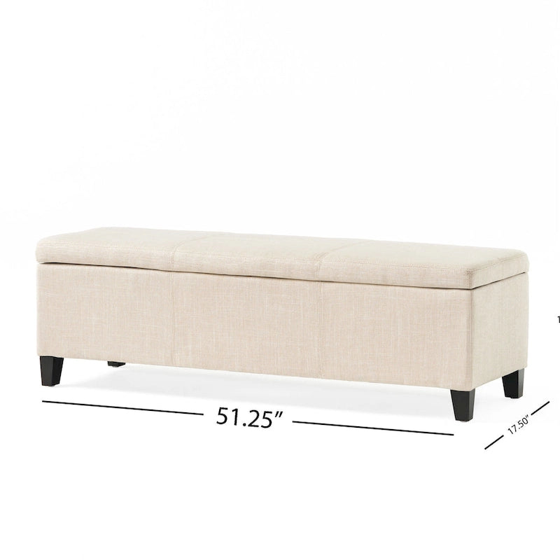Panca portaoggetti in tessuto beige e nero, 1-2 persone, 130 cm